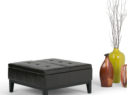 Dover - Square Coffee Table Storage Ottoman - Tanners Brown