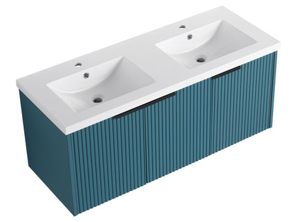Contemporary Wall Mounted Bathroom Vanity With Resin Double Sink
