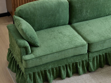 Cloud Sofa With Removable Ruffled Skirt With Ottoman And Flared Arms