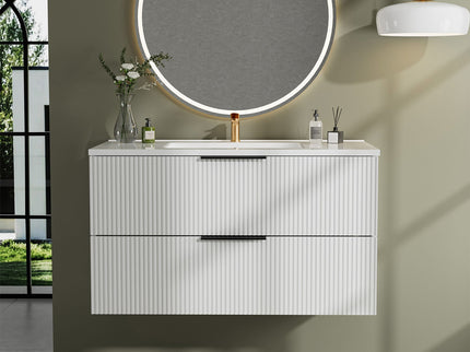Modern Wall Mounted Floating Bathroom Vanity With Sink And Drawers