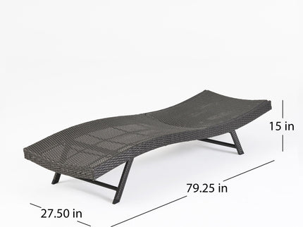 Wicker Chaise With Adjustable Reclining Seats (Set of 2) - Gray