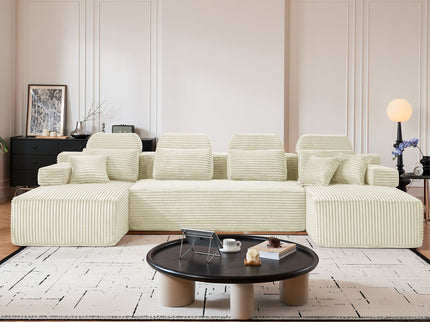 Sectional Sleeper Sofa & Storage Pockets, Modular Couch With Throw Pillows For Living Room