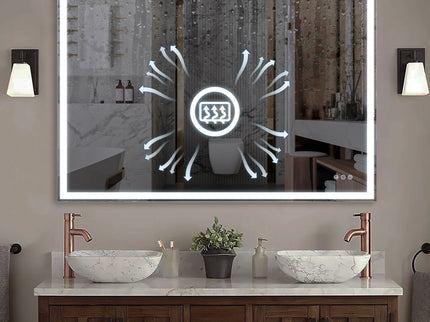 LED Bathroom Vanity Mirror Wall Mounted Adjustable / Warm / Natural Lights Anti-Fog Touch Switch With Memory Modern Smart Large Bathroom Mirrors