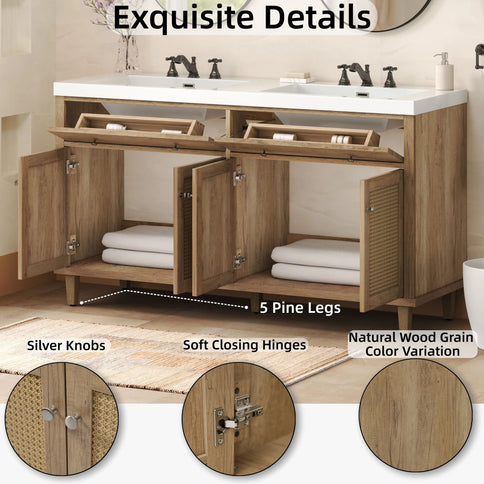 Bathroom Vanity With Double Sink, Large Storage Space