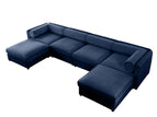 Blue / 3 Pc. 4 Seater Sectional, 2 Ottomans