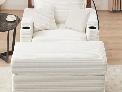 Modern Style Loveseat Sofa Sectional Sofa Couch With Storage Space, A Movable Ottoman, Two USB Ports, Two Cup Holders, A Phone Holder For Living Room