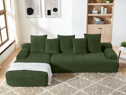 L-Shape Sectional Sofa, Modular Compressed Couch For Living Room Bedroom, 4 Seater - Green