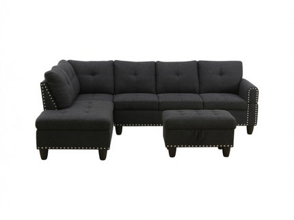 L - Shaped 3 Piece Sectional Sofa With Chaise, Storage Ottoman & Cup Holders