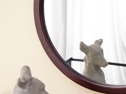 Circle Wall Mirror With Wooden Frame, Wall Mirror For Living Room