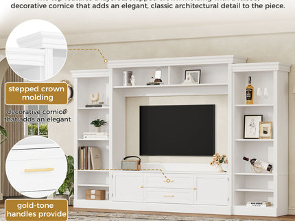 Elegant Entertainment Center Wall Unit With Bookshelves
