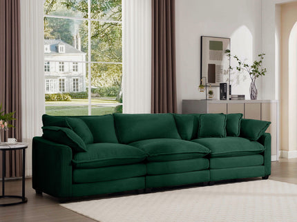 Mid-Century Modern 3 Seater Sectional Sofa With Arm And Throw Pillows