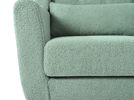 Modern Accent Chair, Teddy Fabric Living Room Chairs Comfy Reading Chair, Mid Century Accent Chair, Lounge Arm Chairs Armchair For Living Room Bedroom - Light Green