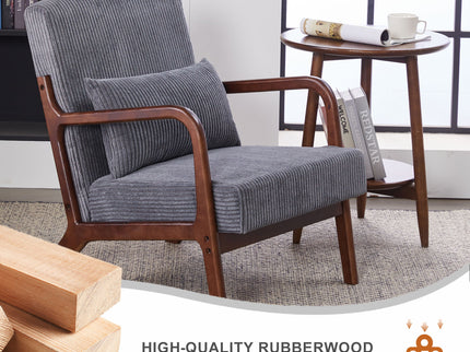 Accent Chair With Pillow And Wood Frame