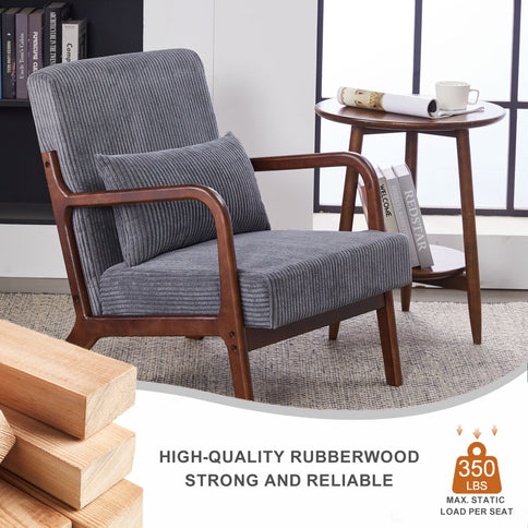 Accent Chair With Pillow And Wood Frame