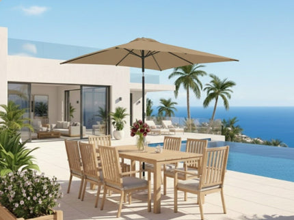 Rectangular Patio Umbrella With Crank Tilt, Polyester UV-Resistant Canopy