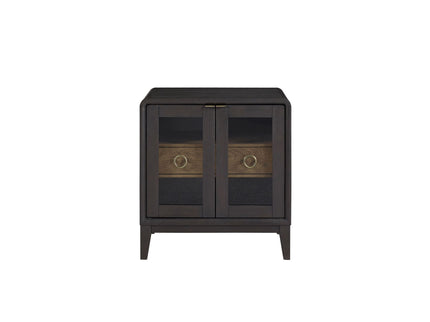 Glass Door Nightstand - Black
