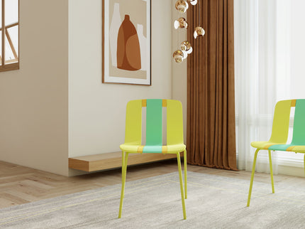 Modern Striped Blocking Single Chairs, Waterproof And Fade Resistant (Set of 4)