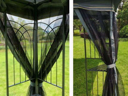 Patio Gazebo Tent With Ventilated Double Roof And Mosquito Net