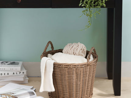 Round Cone Woven Resin Wicker Basket With Handles For Versatile Storage - Walnut Brown