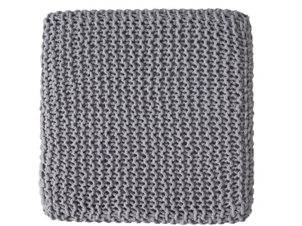 Chabani - Indoor Modern Knitted Fabric Cube Pouf Ottoman - Light Gray