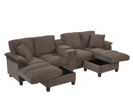 Modern U-Shaped Sectional Sofa With Storage Ottomans