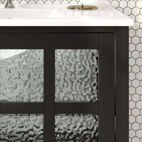 Bathroom Vanity With Ceramic Sink, Adjustable & Open Shelf