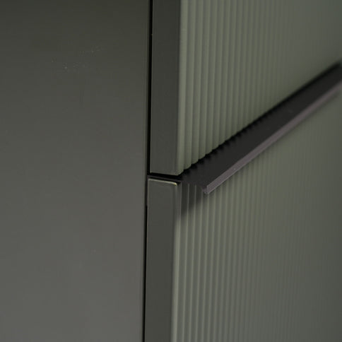 Fluted Bathroom Vanity With Ceramic Sink, Soft Close Slides