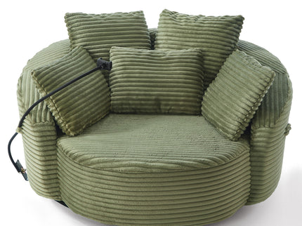 Swivel Accent Barrel Chair With Adjustable Phone Holder, 5 Pillows For Living Room