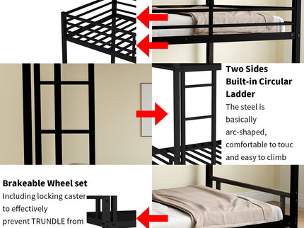 Bunk Bed With Noise Reduction And Safety Guardrail