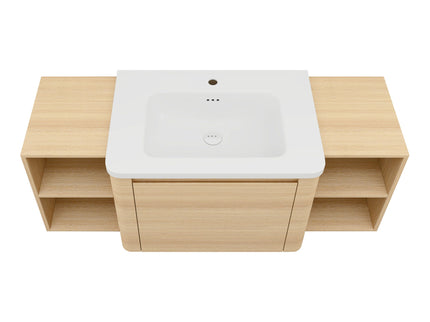Wall Mounted Bathroom Vanity With Sink, Storage Shelves & Soft Close Door
