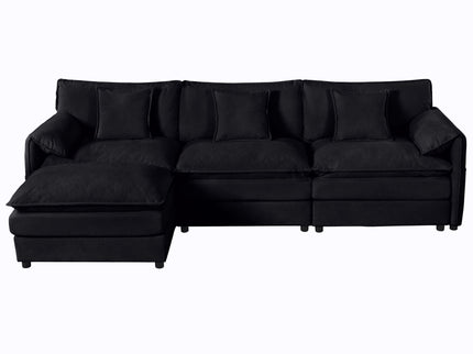 Modern Comfy Deep Seat Modular Sectional Sofa Cloud Couch With Ottoman