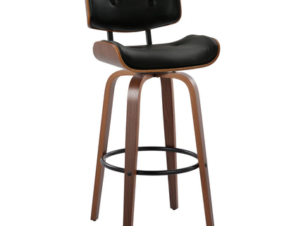Lombardi - Mid-Century Modern Fixed Height Barstool With Swivel With Round Footrest (Set of 2)