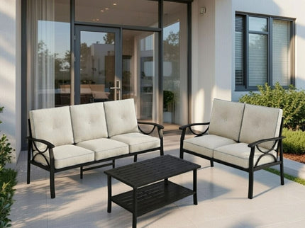 Patio Furniture Set & Coffee Table And Cushions For Backyard