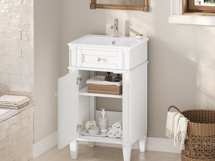 French Style Bathroom Vanity With Sink, Soft-Closing Door, Adjustable Shelf, Rectangular Design