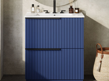 Fluted Bathroom Vanity With Ceramic Sink, Freestanding Cabinet
