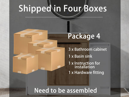 48" Freestanding Bathroom Vanity With Sink And 2 Storage Cabinets, Soft Closing Door - Imitative Oak / White