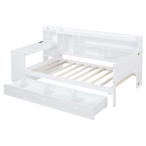 Daybed With 3 Drawers USB Ports And Desk