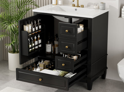 Freestanding Bathroom Vanity With Sink, Soft Close Door, 3 Drawers