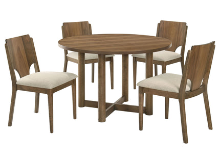 Graham - 5 Piece Round Dining Table Set - Walnut
