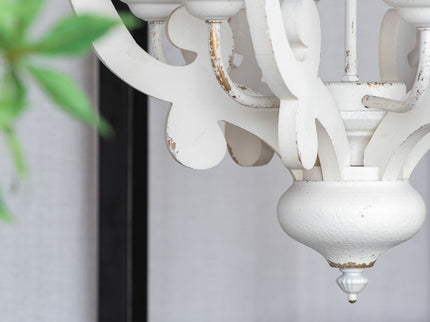 Farmhouse Chandelier, 6 Light Wood Chandelier Pendant Light Fixture With Adjustable Chain For Dining Room Living Room Entryway, Bulb Not Included