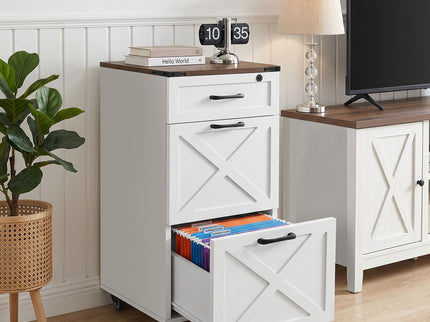 3 Drawer File Cabinet With Wheels, Vertical Rolling Storage For Letter / A4, Printer Stand & Mobile Organizer For Home Office - White