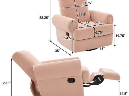 Manual Swivel Recliner Rocker Chair With Adjustable Backrest