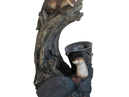 Decorative Water Foutain With Otter Design, With Light And Pump, For Indoor And Outdoor - Brown