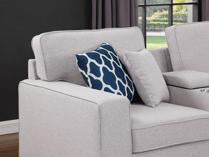 Jessica - Sectional Sofa With Ottoman - Light Gray