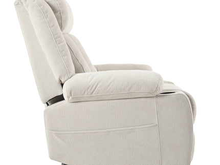 Power Lift Recliner Chair With Extended Footrest, Remote Control, Cup Holders, And Side Pockets