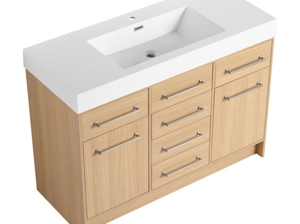 Freestanding Bathroom Vanity With Resin Sink, Soft-Closing Doors And Drawers