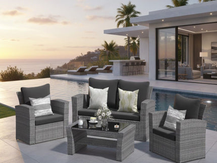 Modern Patio Set With Table And Cushions