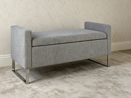 Upholstered Ottoman Bench With Storage - Dark Gray