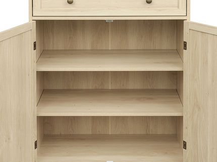 4 Door Storage Cabinet With 1 Drawer And 4 Adjustable Inner Shelves - Natural