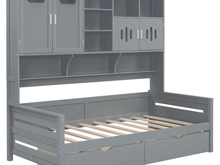 Daybed With All-In-One Cabinet And Shelf